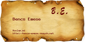 Bencs Emese névjegykártya